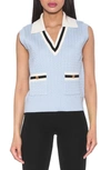 Alexia Admor Michelle Cable Knit Sweater Vest In Halogen Blue