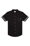 Mavrans Tailored Fit Black Game Waterproof Short Sleeve Performance Button-up Shirt In Black