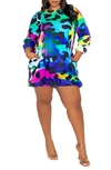 Buxom Couture Rainbow Leopard Print Bubble Hem Dress In Multi