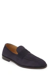 Brunello Cucinelli Suede Penny Loafer In Blue