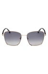 Tom Ford Fern 57mm Polarized Square Sunglasses In Rose Gold/smoke Polarized