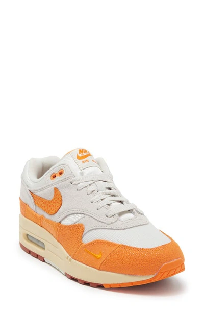 Nike Air Max 1 Sneakers In Gray And Safety Orange-white