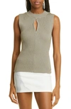 Paloma Wool Atori Zip Keyhole Organic Cotton Rib Sleeveless Sweater In Dark Grey