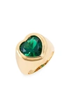 Timeless Pearly Green Heart Ring In Green