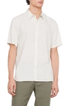 Vince Peninsula Stripe Short Sleeve Button-up Shirt In Light Arrowroot