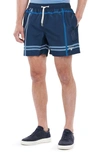 Barbour Blaine Plaid Print Swim Shorts In Blue