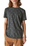 Lucky Brand Venice Leaf Print T-shirt In Grey Multi