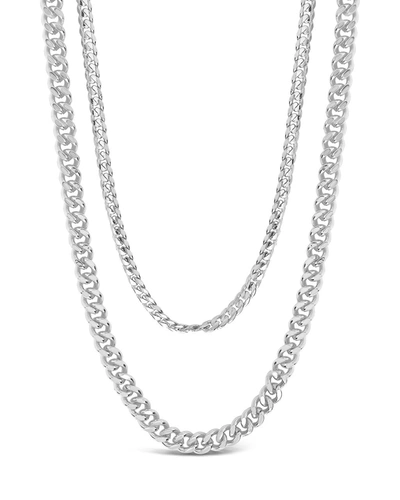 Sterling Forever Rhodium Plated Everyday Layered Curb Chain Necklace In Burgundy