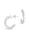 Sterling Forever Women's Delicate Chain Silver Plated Hoop Earrings In Silver-tone