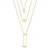 Sterling Forever 14k Plated Geometric Multi Layer Necklace In White