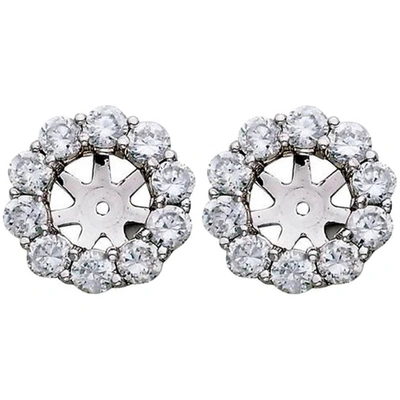 Pompeii3 1 1/2ct Diamond Halo Earring Studs Jackets White Gold (6-6.7mm)