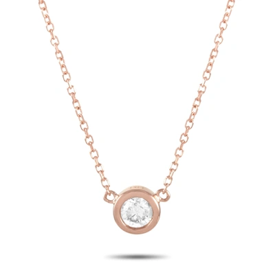 Non Branded Lb Exclusive 14k Rose Gold 0.20 Ct Diamond Pendant Necklace In Grey