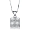 GENEVIVE C.z. Sterling Silver Rhodium Plated Square Shape Pendant