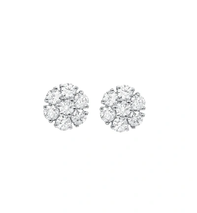 Diana M. 14k White Gold 0.50ct Flower Stud Earrings In Silver
