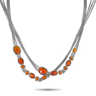 Gucci Raindrop Silver And Synthetic Orange Stone Necklace In Orange,silver Tone