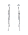 Diana M. 14k White Gold Three Row Bezel Set Hanging Earrings In Silver