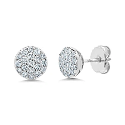 Diana M. 14k White Gold 0.50ct Diamond Cluster Pave Circle Earrings In Silver