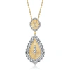 Rachel Glauber Rhodium And 14k Gold Plated Cubic Zirconia Pendant Necklace In Silver