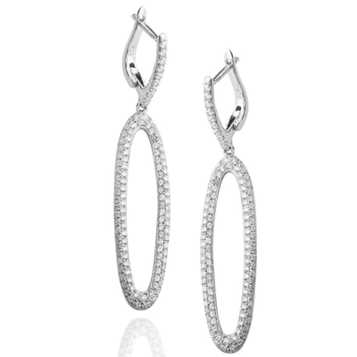 Suzy Levian Pave Cubic Zirconia Sterling Silver Earrings In White