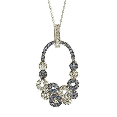 Suzy Levian Sapphire And Diamond Accent In Sterling Silver Multi Circle Pendant In Blue