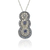 Suzy Levian Sapphire And Diamond Accent Sterling Silver Graduating Pendant In Blue