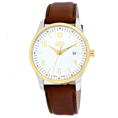 Wenger Men's White Dial Watch In Brown / Gold Tone / White / Yellow