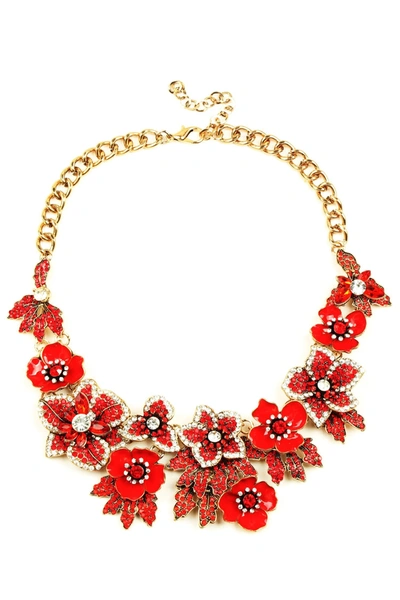 Eye Candy La Crystal Statement Necklace In Red