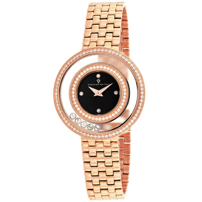 Christian Van Sant Women's Black Dial Watch In Black / Gold Tone / Rose / Rose Gold Tone