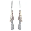 Suzy Levian Pave Cubic Zirconia Tri Tone Sterling Silver Dangle Earrings In Multi