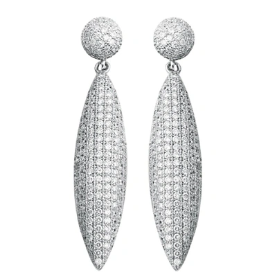 Suzy Levian Pave Cubic Zirconia Sterling Silver Earrings In White
