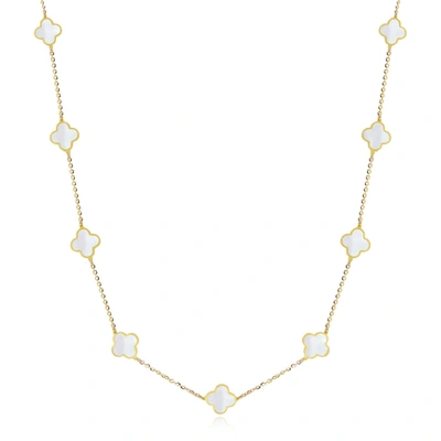 The Lovery Mini Mother Of Pearl Clover Necklace In White