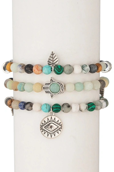 Eye Candy La Toya Beaded Bracelet Set - Turquoise In Green