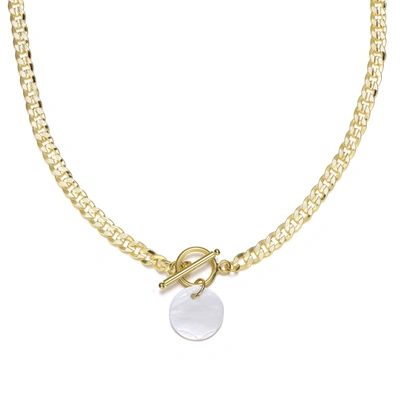 Rachel Glauber Ra 14k Gold Plated White Charm Necklace In Silver