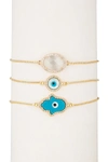 Eye Candy La Cz Hamsa Evil Eye Bracelet Set In White