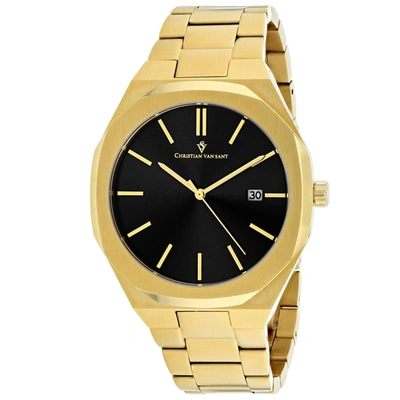 Christian Van Sant Men's Black Dial Watch In Black / Gold Tone / Yellow