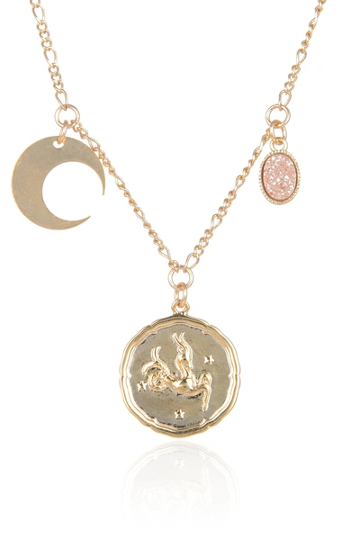 Eye Candy La Luxe Collection 14k Plated Capricorn Charm Necklace In Gold