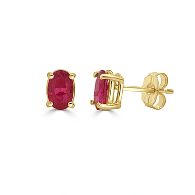 Sabrina Designs 14k Rose Gold 0.96 Ct. Tw. Ruby Oval Studs In Yellow