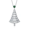 GENEVIVE Christmas Tree Cubic Zirconia White And Emerald Green Pendant/brooch Pin