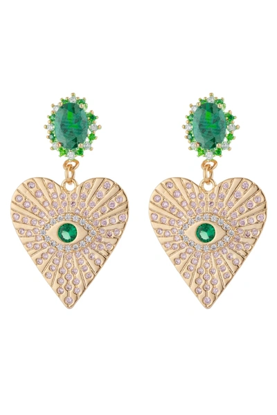 Eye Candy La Corazón Statement Earrings - Green