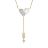 Rachel Glauber 14k Gold Plated Sterling Silver With Diamond Cubic Zirconia & Mother Of Pearl Cupid's Arrow Heart Y- In Blue