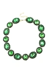 Eye Candy La Luxe Glass Crystal Elizabeth Statement Necklace In Green