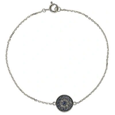 Suzy Levian Sterling Silver Sapphire & Diamond Accent Circle Bracelet In Blue