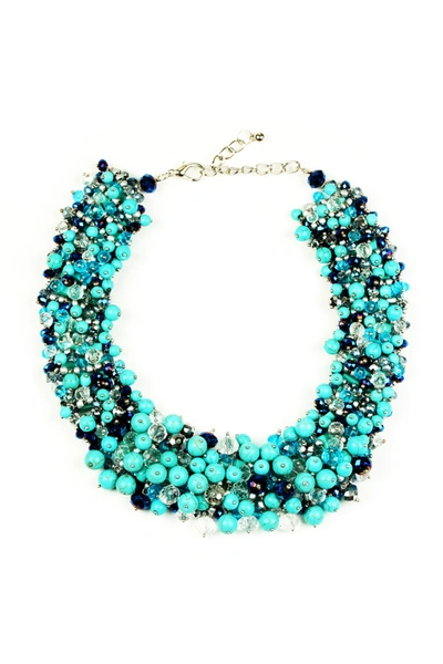 Eye Candy La Luxe Collection Crystal Harper Statement Collar Necklace In Blue