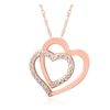 Pompeii3 Womens 1/4ct Diamond Heart Shape Pendant 10k Rose Gold 3/4" Tall In Silver