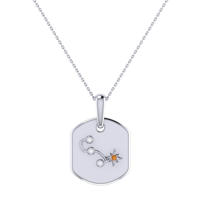 Monary Scorpio Citrine & Diamond Constellation Tag Pendant Necklace In Sterling Silver In White