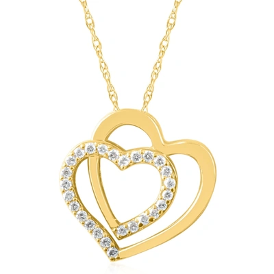 Pompeii3 Womens 1/4ct Diamond Heart Shape Pendant 10k Yellow Gold 3/4" Tall In Silver