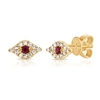 Sabrina Designs 14k Gold & Diamond Ruby Evil Eye Studs In Yellow