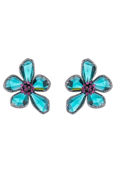 Eye Candy La Kolab Earrings - Teal In Blue