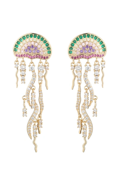 Eye Candy La Cz Jellyfish Drop Earrings In Multi