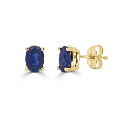 Sabrina Designs 14k 1.11 Ct. Tw. Sapphire Oval Studs In Yellow